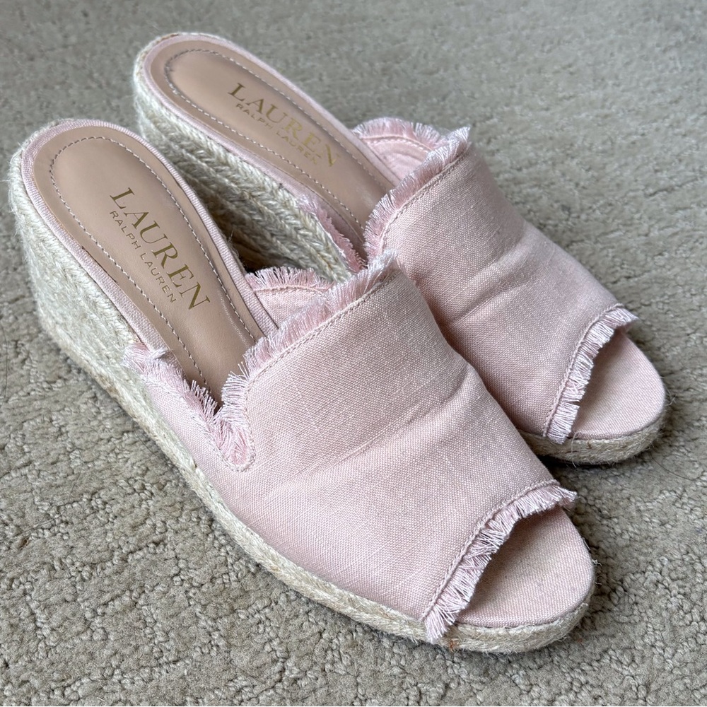 Ralph Lauren Carlynda Linen Espadrille in Dusty Pink in Women’s Size 5.